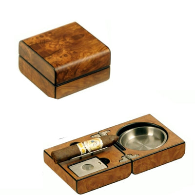 Closable cigar ashtray with accessories