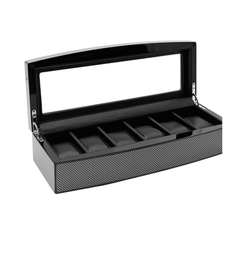 5-burner carbon fiber watch holder with glass