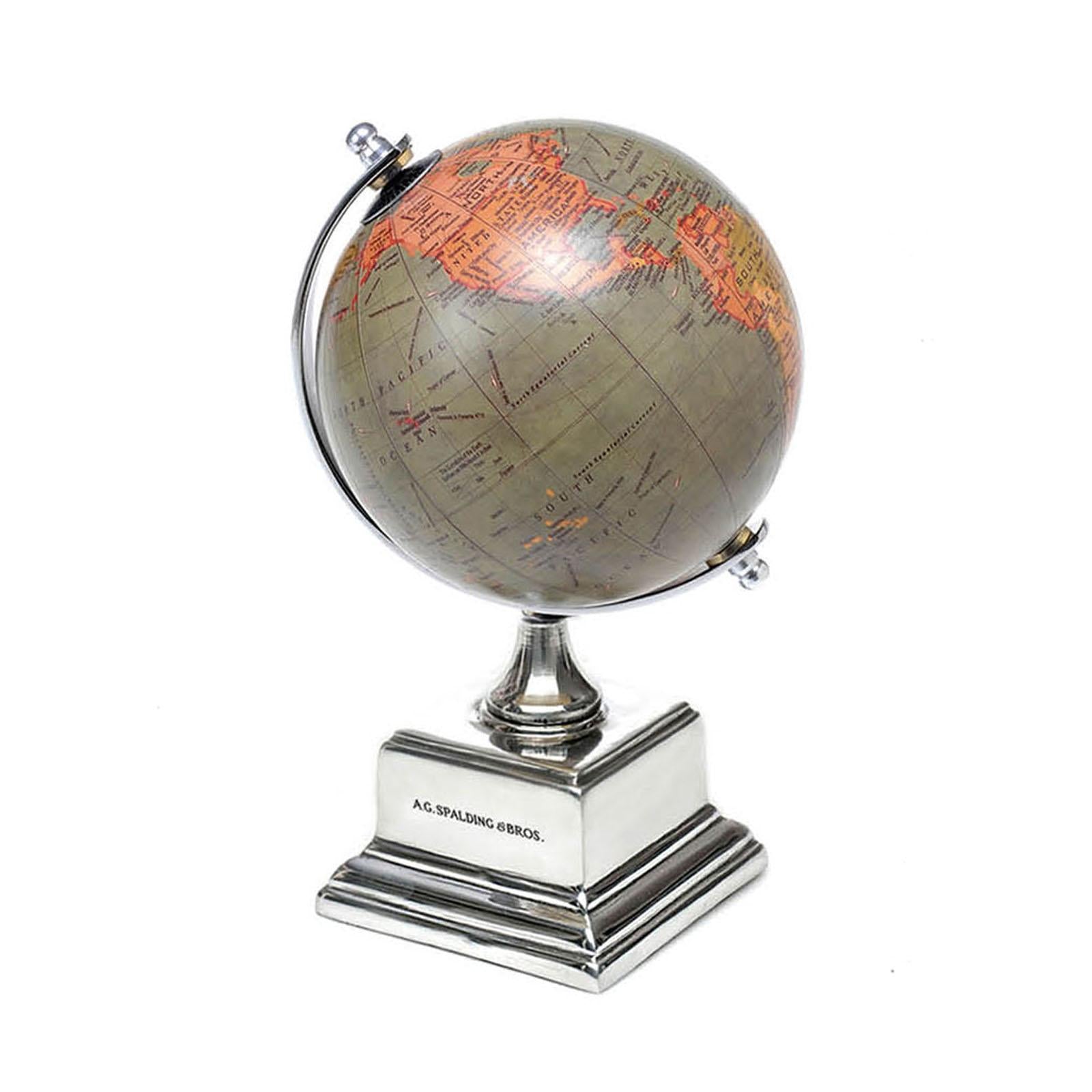 Green vintage mappamondo in large aluminum